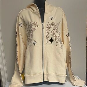 GFTD LA Cream Graphic Zip-Up Hoodie